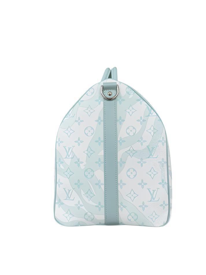 Louis Vuitton White & Blue Aquagarden Monogram Keepall 50 - Banlieue91