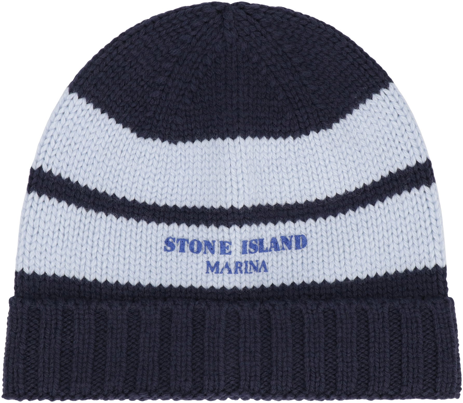 STONE ISLAND Wool Knit Hat with Contrast Stripes and Ribbed Cuff - Banlieue91 -