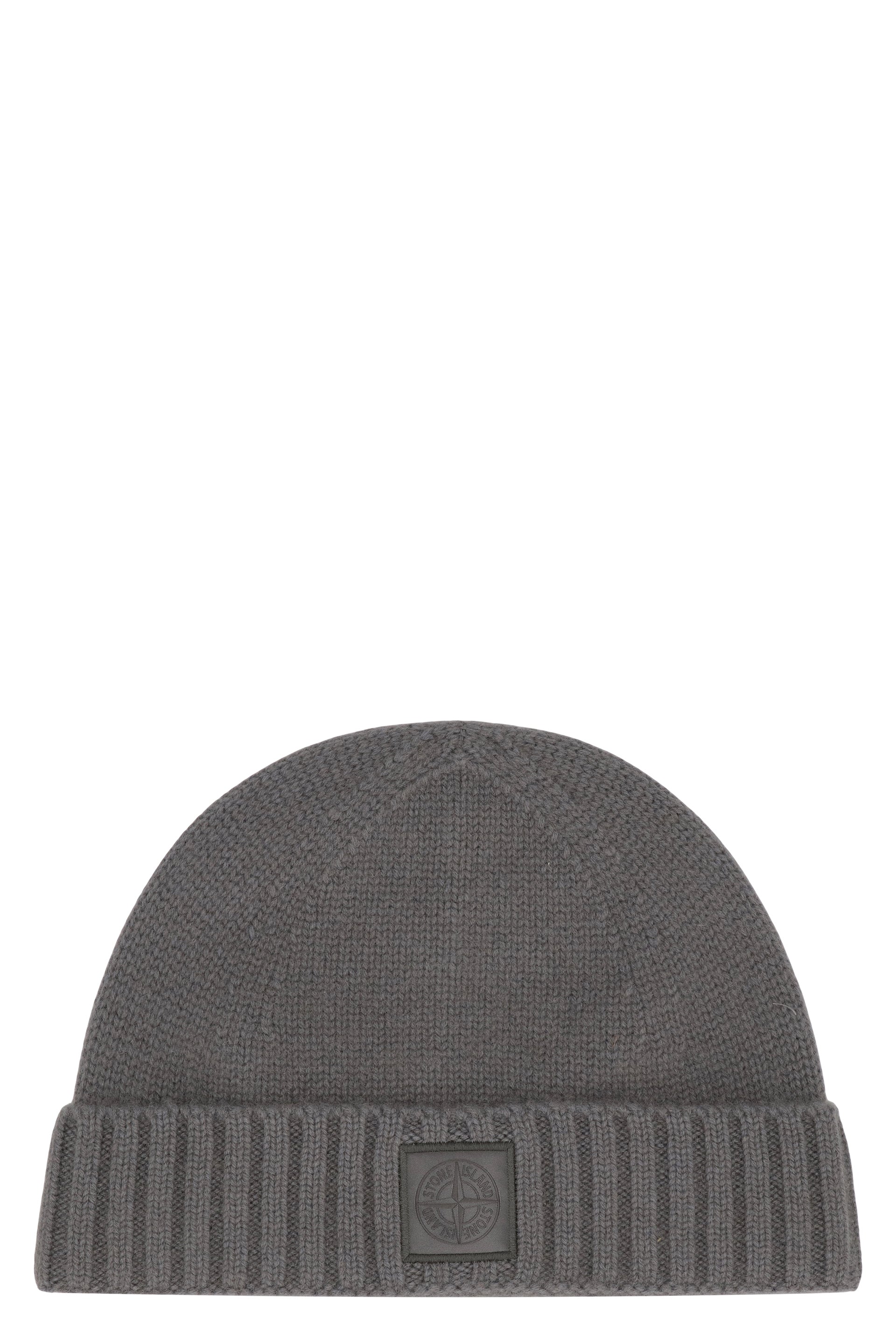 STONE ISLAND Cashmere Hat with Ribbed Cuff and Monochrome Logo - Banlieue91 -