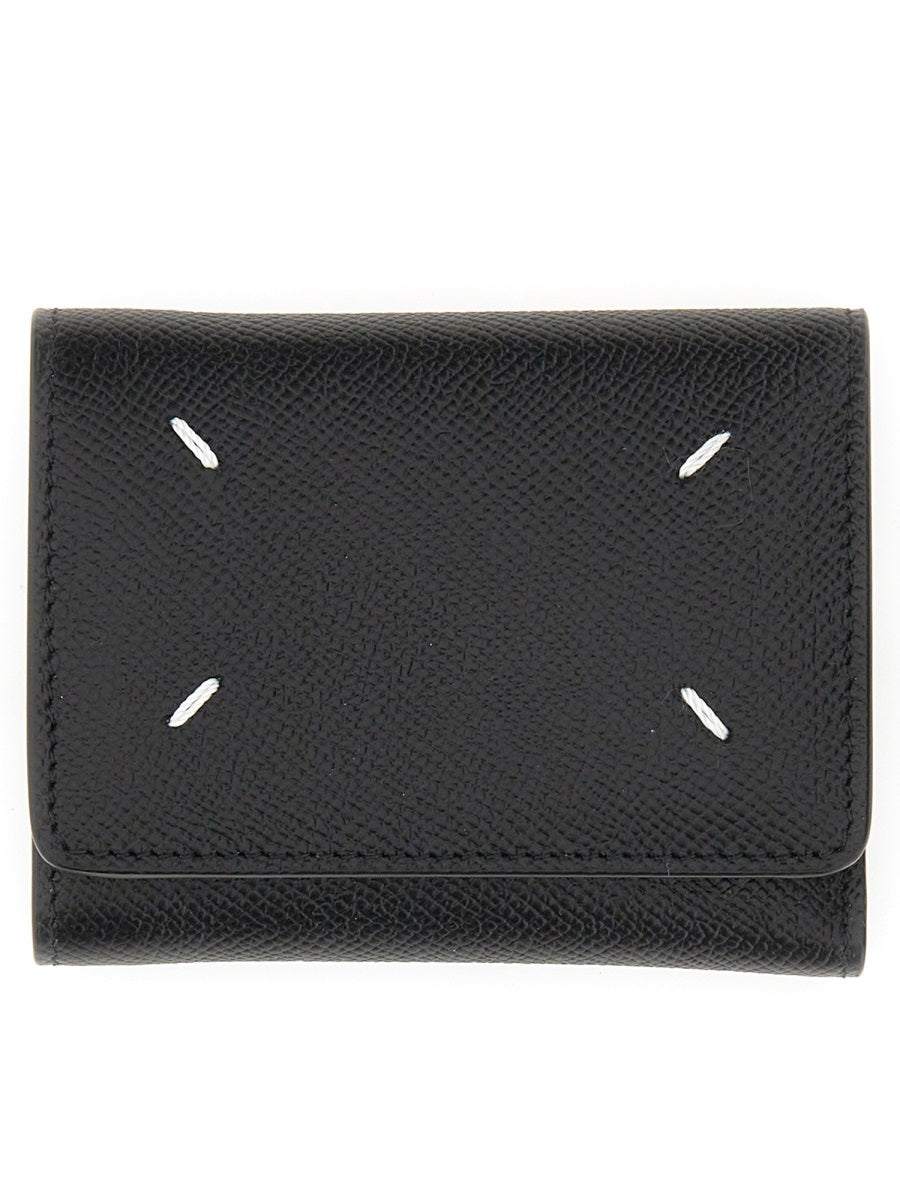MAISON MARGIELA Mini Leather Wallet with Quattro Stitching - 8.5 CM x 10.5 CM x 2.5 CM - Banlieue91 -