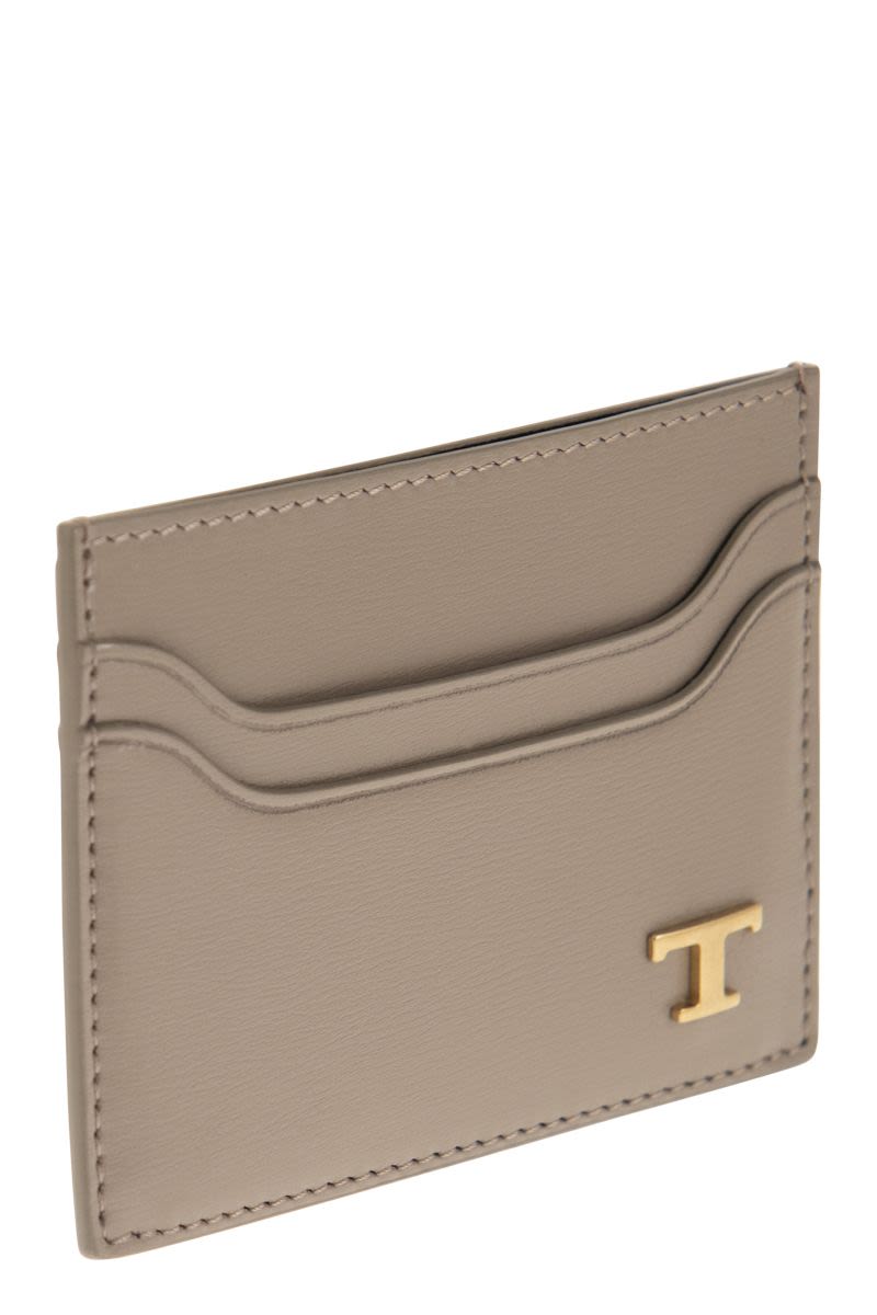TOD'S Leather Card Holder Mini with Timeless Logo - W 10.5 x H 8 x D 0.5 CM - Banlieue91 -