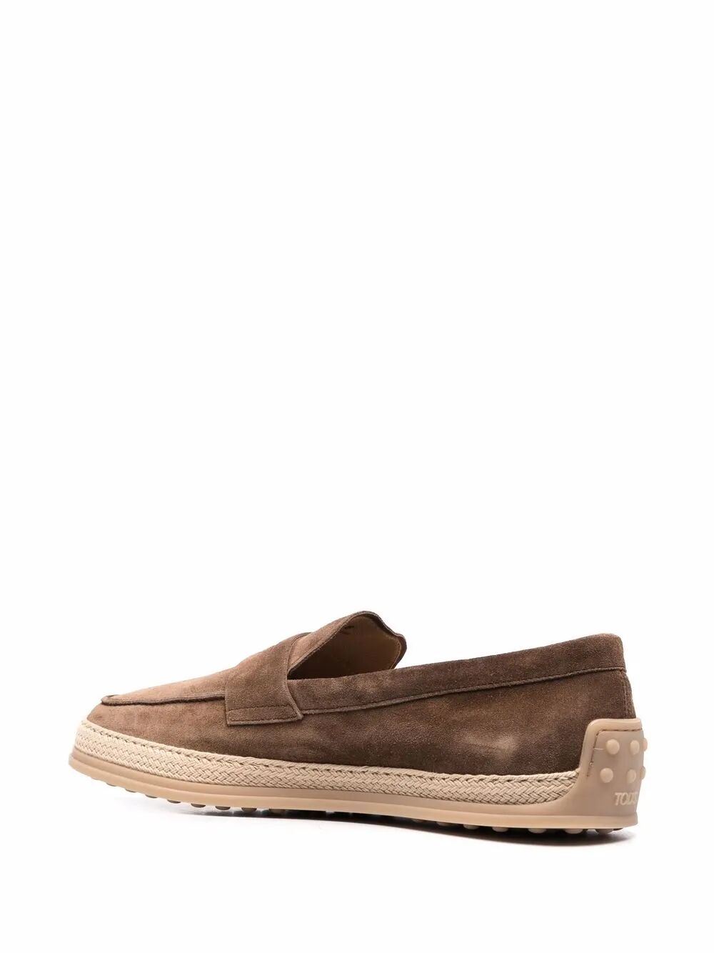TOD'S Suede Loafers with Rubber Outsole and Raffia Piping - Banlieue91 -