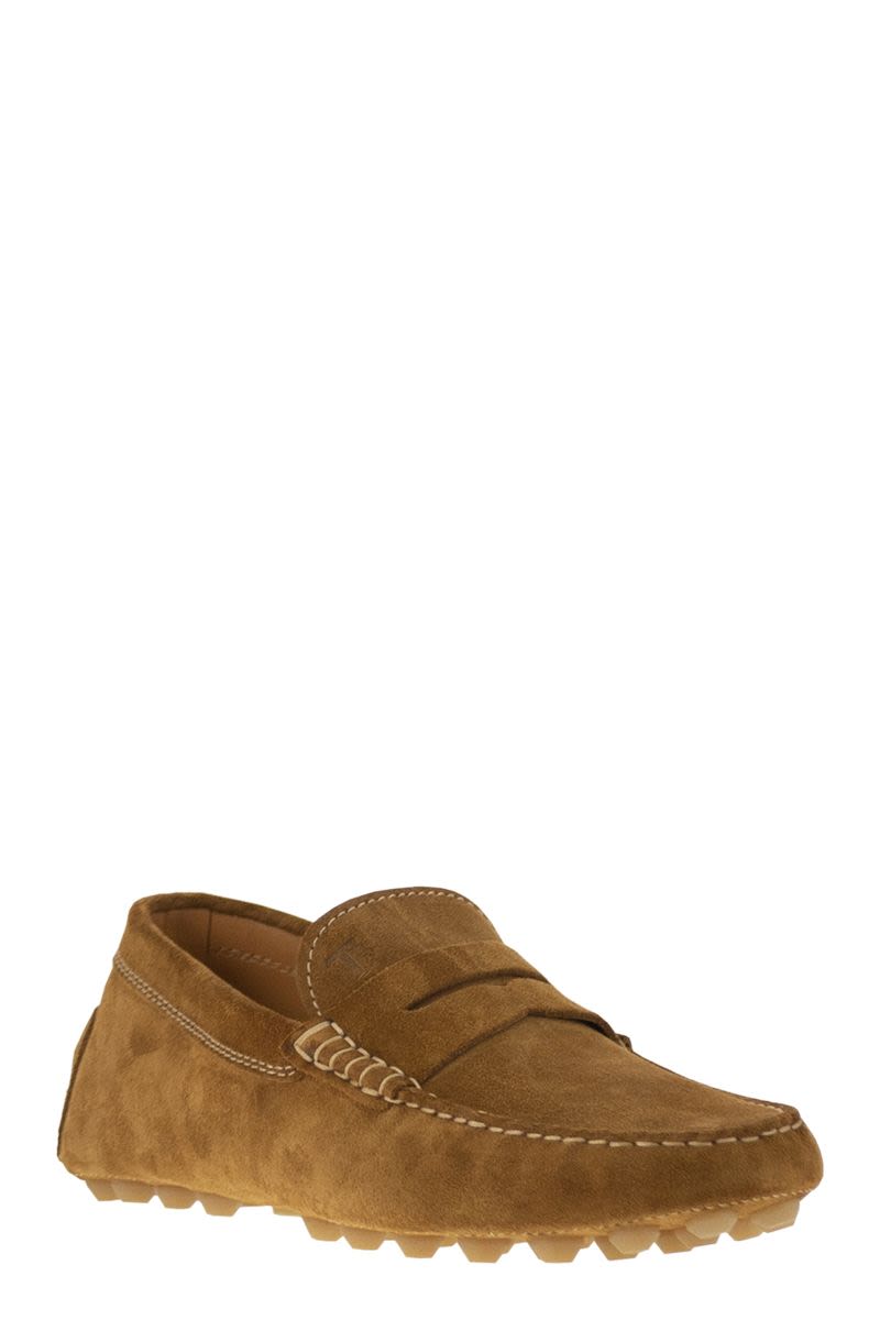 TOD'S Men's Suede Moccasin with Embossed Monogram - 2 cm Heel - Banlieue91 -