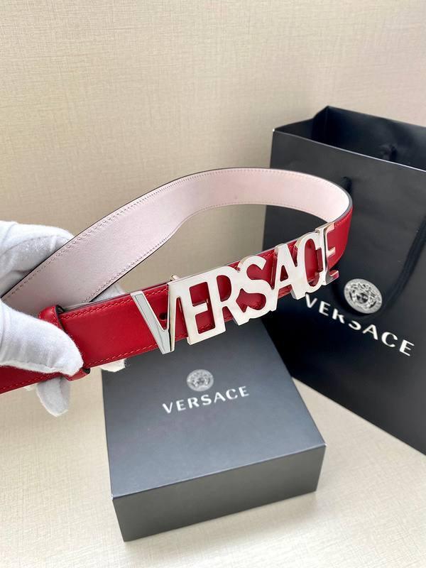 Versace Women's Leather Logo Decorated Buckle Belt - Banlieue91