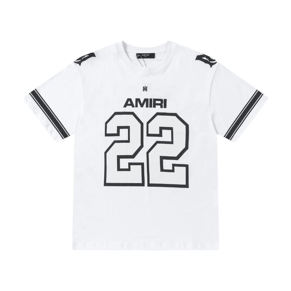Amiri 22 White & Black T-Shirt Without Collar - Banlieue91