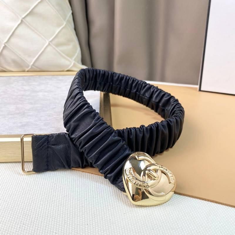 Chanel Calfskin CC Heart Coco In Love Women Belt 'Black' - Banlieue91