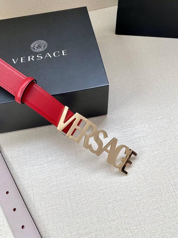 Versace Women's Leather Logo Decorated Buckle Belt - Banlieue91