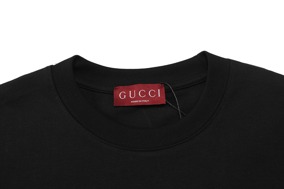 Back view of Gucci T-Shirt Without Collar 'Black', illustrating its minimalist design and soft fabric.