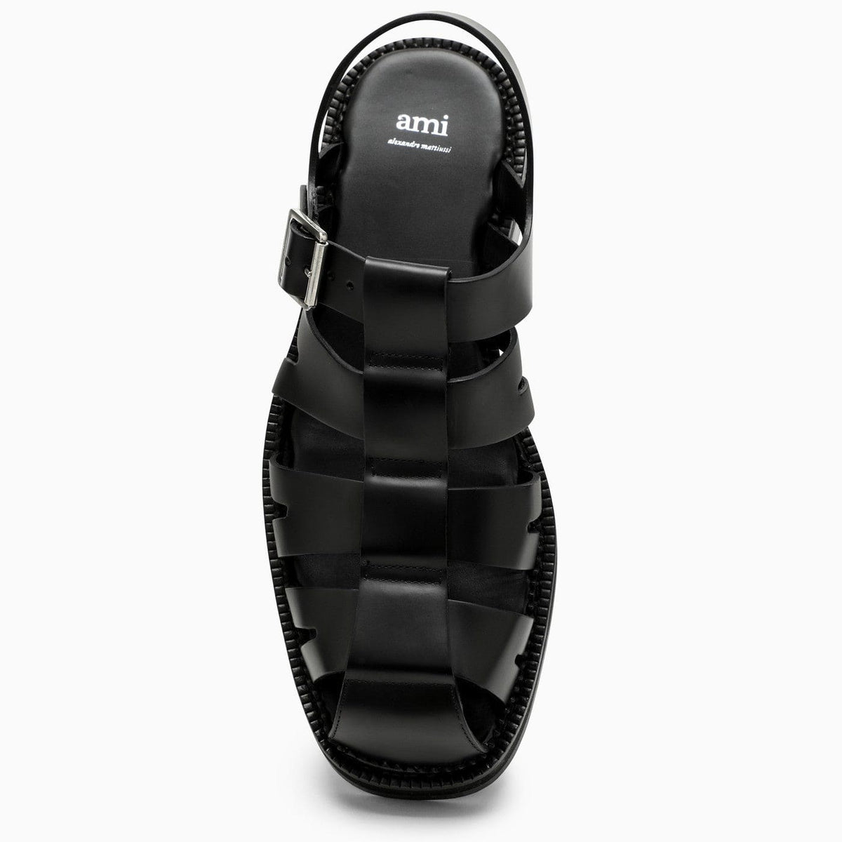 Ami Paris Black Fisherman Sandals In Leather | Banlieue91