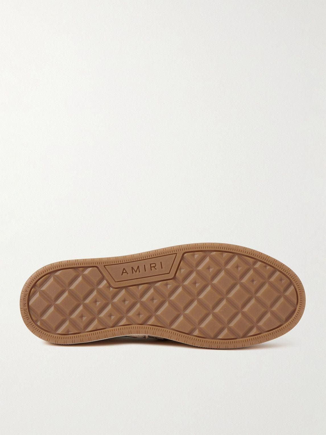 AMIRI - MA Logo-Embroidered Leather-Trimmed Canvas Espadrilles - White/Brown | Banlieue91