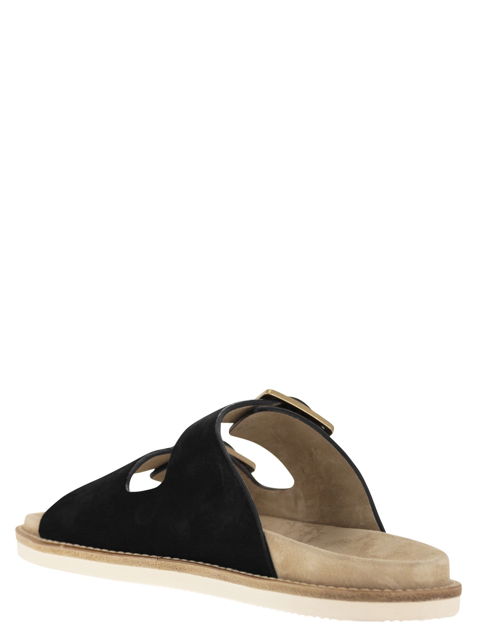 Brunello Cucinelli Urban Slides In Washed Suede - Banlieue91 -