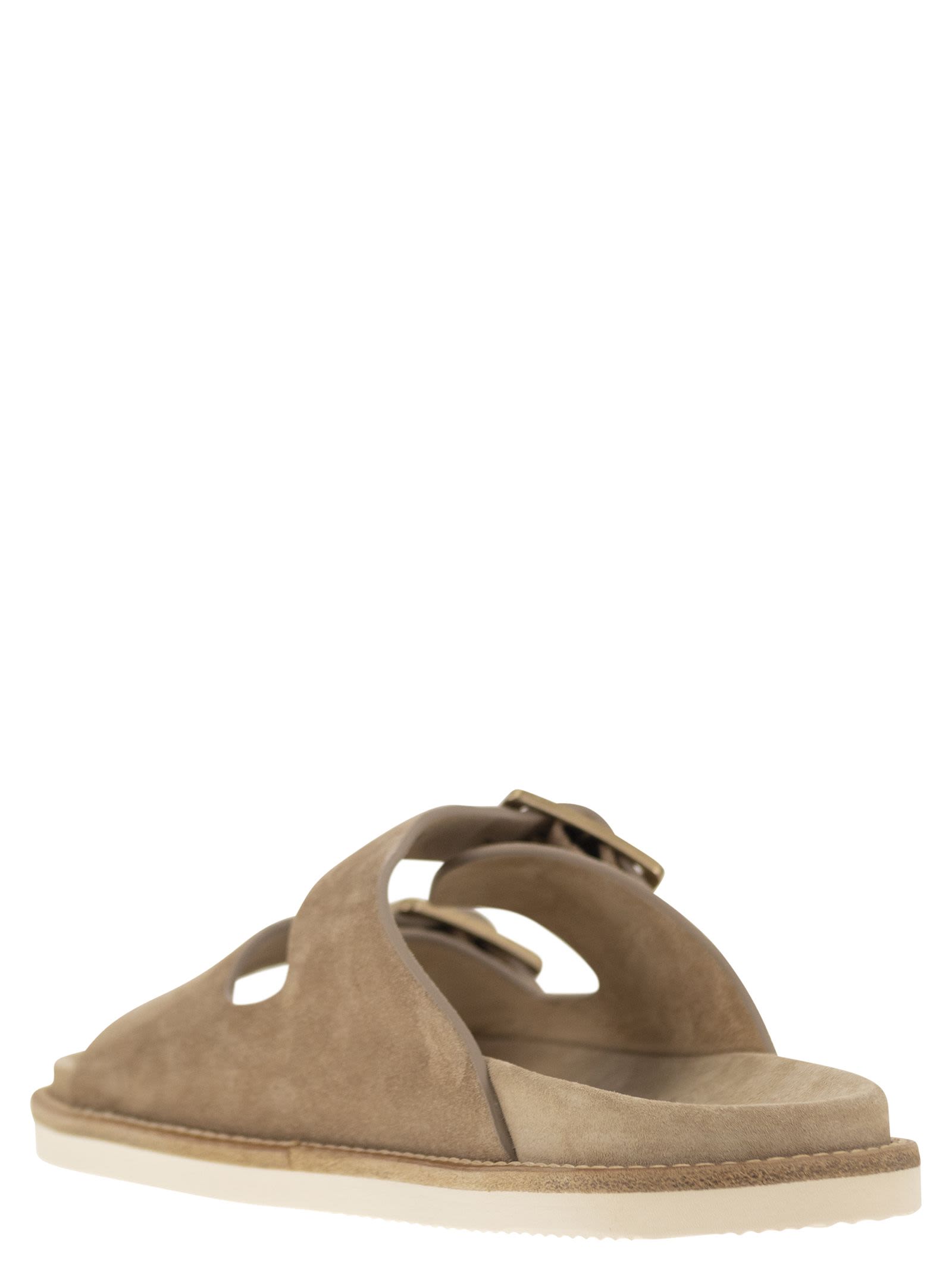 Brunello Cucinelli Urban Slides In Washed Suede - Banlieue91 -