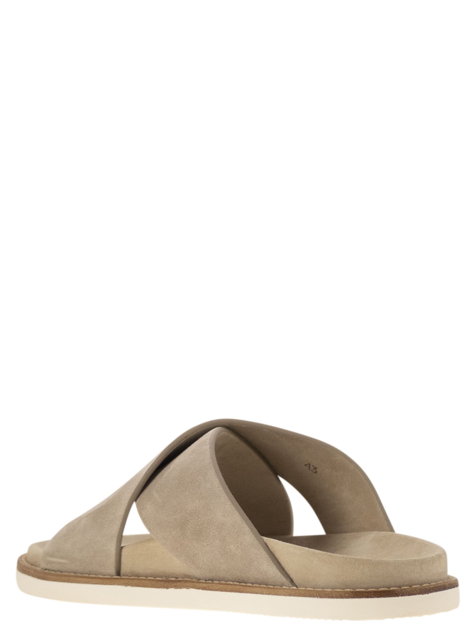 Brunello Cucinelli Washed Suede Slides - Banlieue91 -