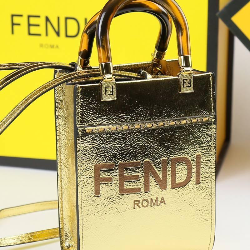 Fendi Vitello King Plexiglass Logo Embossed Mini Fendi Sunshine Shopper Tote - Banlieue91