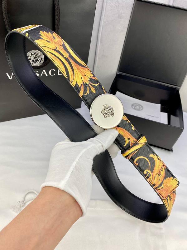Versace MEDUSA BIGGIE ENAMEL LEATHER BELT - Banlieue91