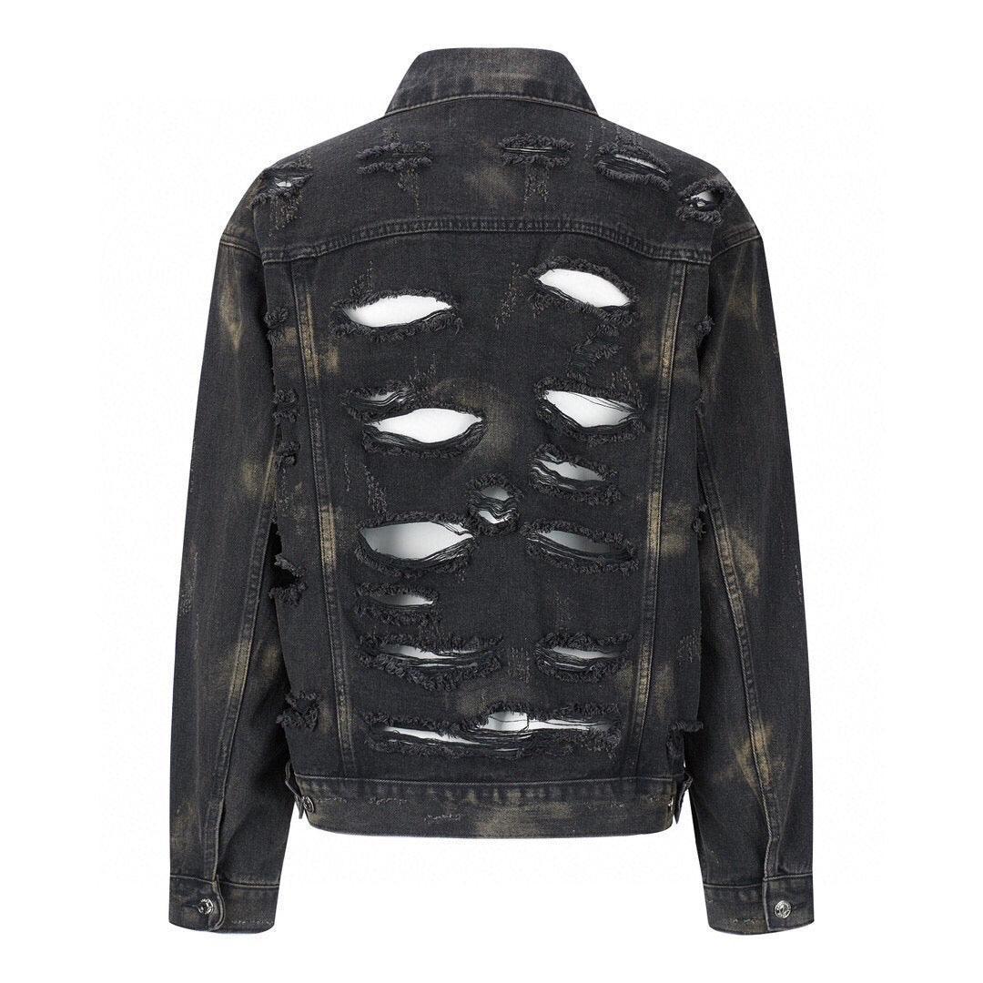 Balenciaga Oversized Distressed Denim Jacket - Black - Banlieue91