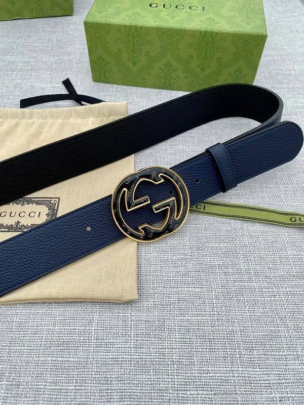 GUCCI Embellished coated-canvas and leather belt 'Blue' - Banlieue91