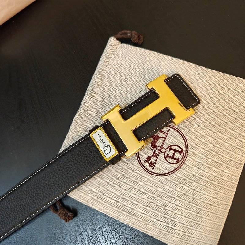 Hermes Men Gold Buckle Belt 'Black' - Banlieue91