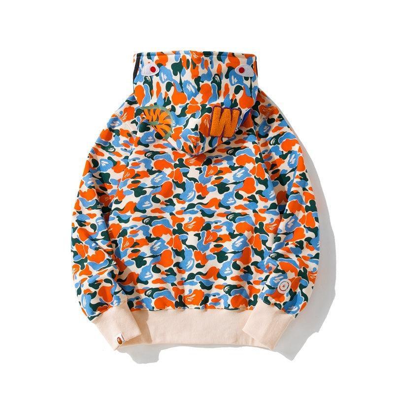 BAPE Camo Shark Full Zip Hoodie Purple Yellow Blue - Banlieue91