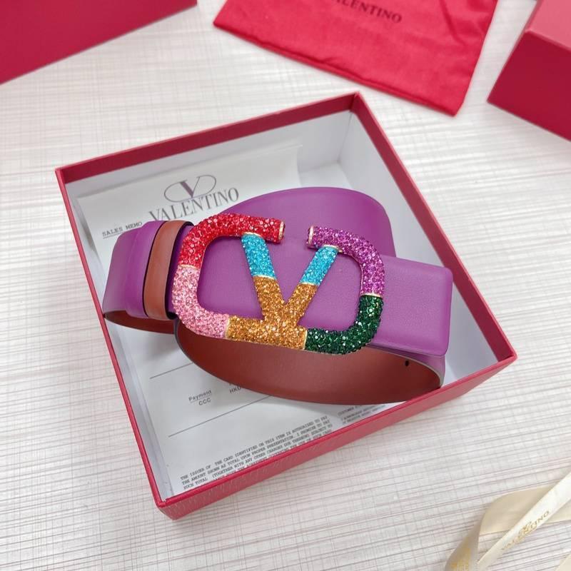 VALENTINO GARAVANI V logo Rainbow Reversible Leather Belt 'Brown/Purple' - Banlieue91