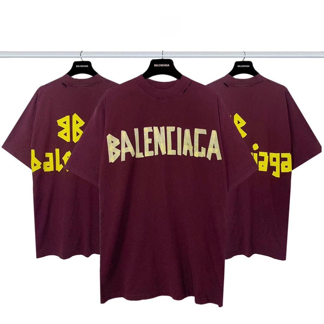 Balenciaga Dark Red T-Shirt Without Collar | Banlieue91