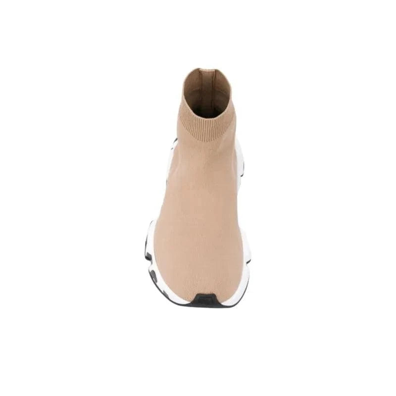 Balenciaga Speed Graffiti Sneakers 'Beige Knit With White And Black Graffiti Sole Unit' | Banlieue91
