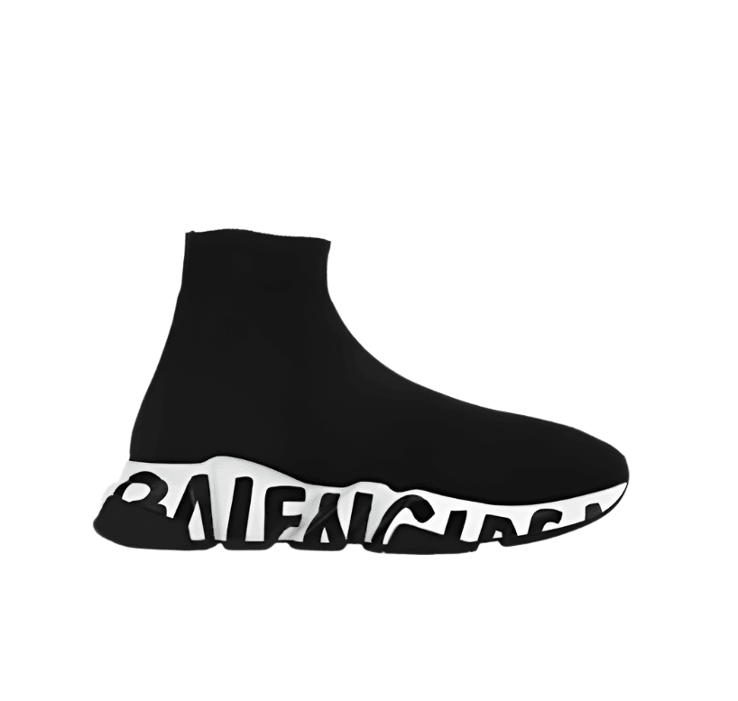 Balenciaga Speed Graffiti Trainers White Black Logo | Banlieue91
