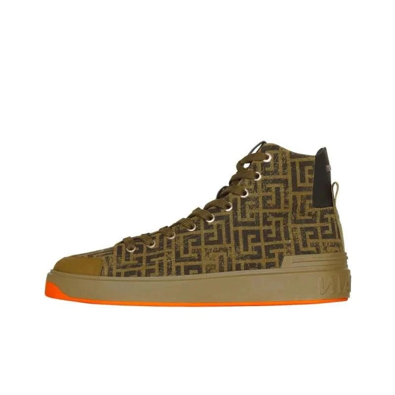 BALMAIN Casual Shoes Men High Top Khaki | Banlieue91