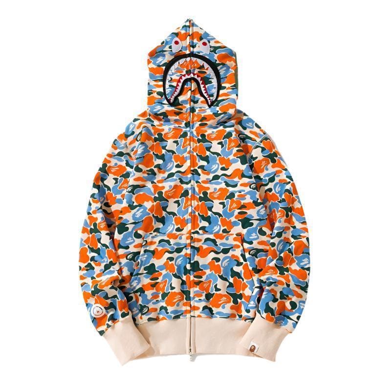 BAPE Camo Shark Full Zip Hoodie Purple Yellow Blue | Banlieue91