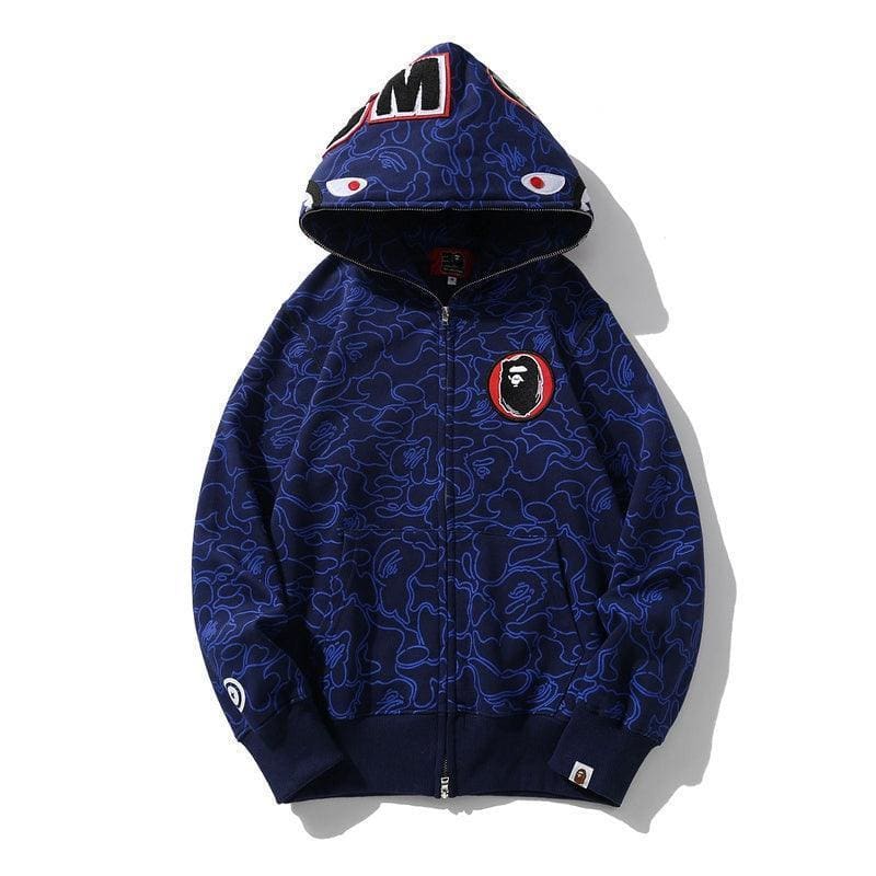 BAPE Line Camo Shark Full Zip Hoodie A Bathing Ape 'Navy' | Banlieue91