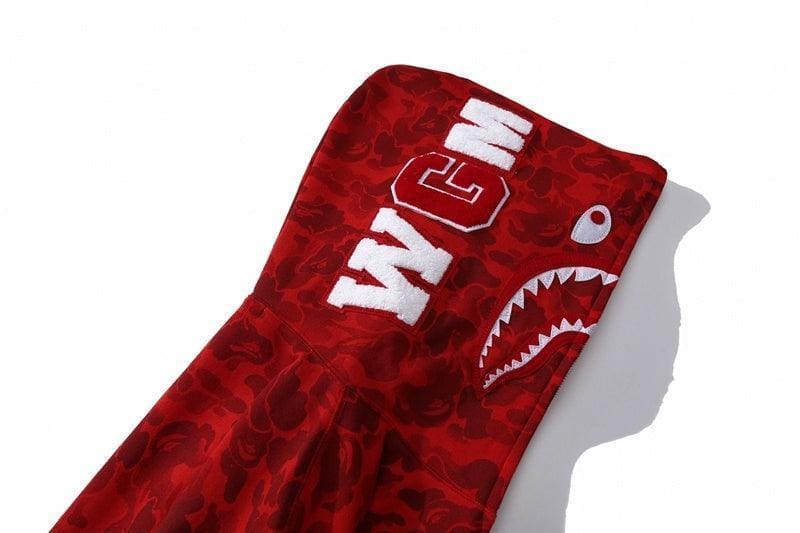 BAPE OG Camo Shark Full Zip-Up Hoodie A Bathing Ape 'Red' | Banlieue91