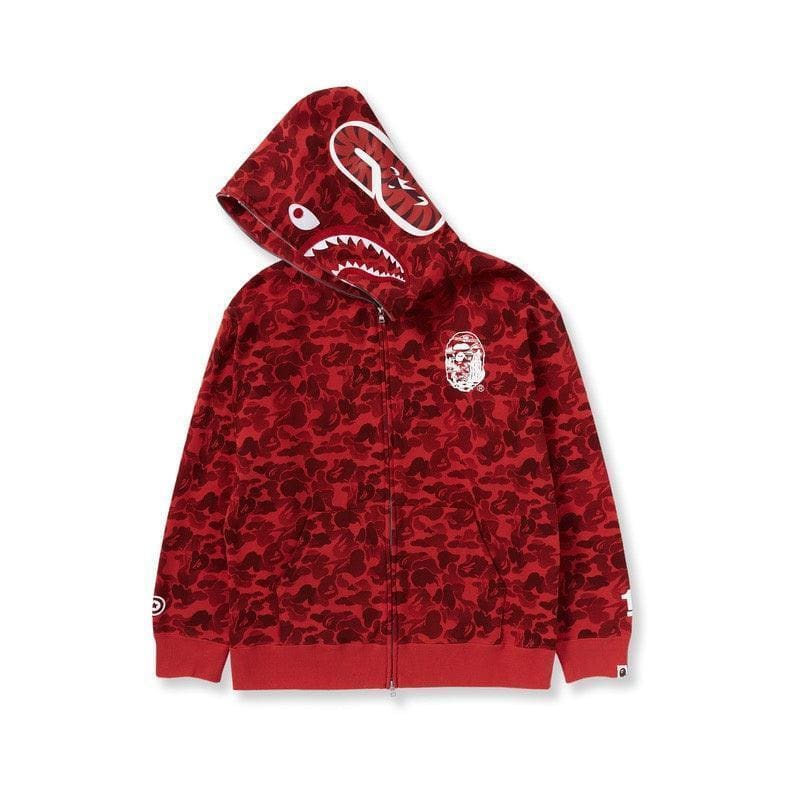 BAPE OG Camo Shark Full Zip-Up Hoodie A Bathing Ape 'Red' | Banlieue91