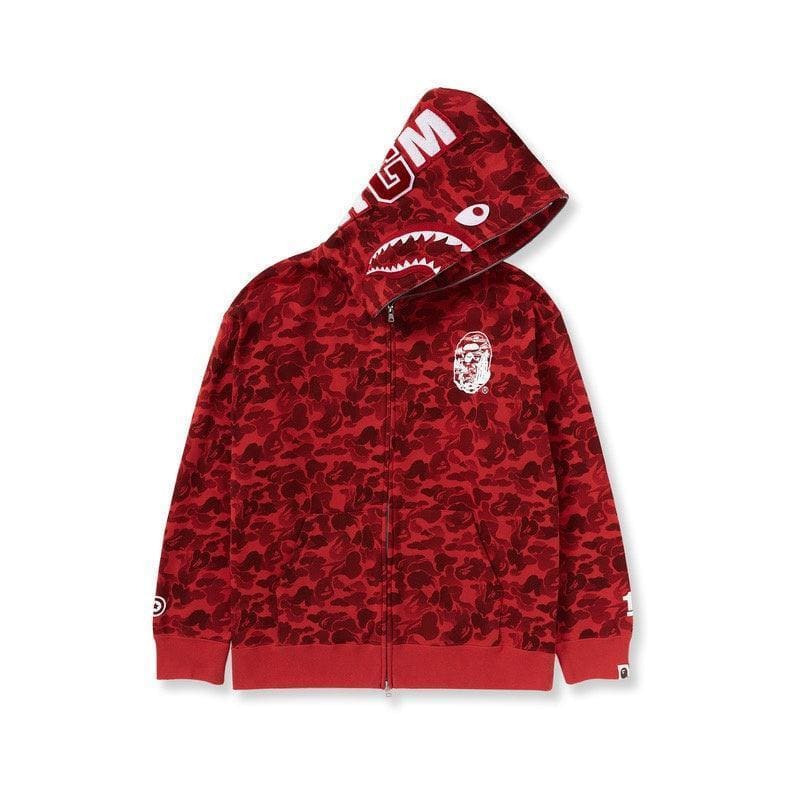 BAPE OG Camo Shark Full Zip-Up Hoodie A Bathing Ape 'Red' | Banlieue91