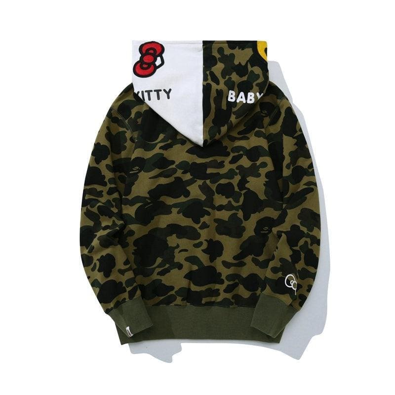 BAPE Sanrio Milo Hello Kitty Split Face 1st Camo Full Zip Hoodie A Bathing Ape Green | Banlieue91