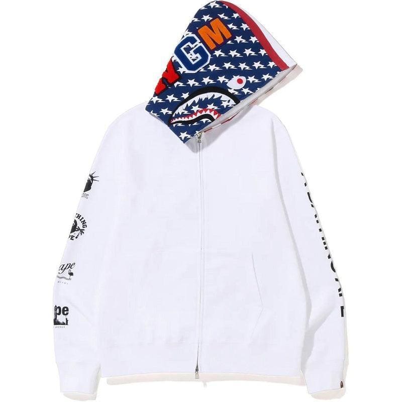 BAPE US Limited Collection USA Shark Hoodie A Bathing Ape White | Banlieue91