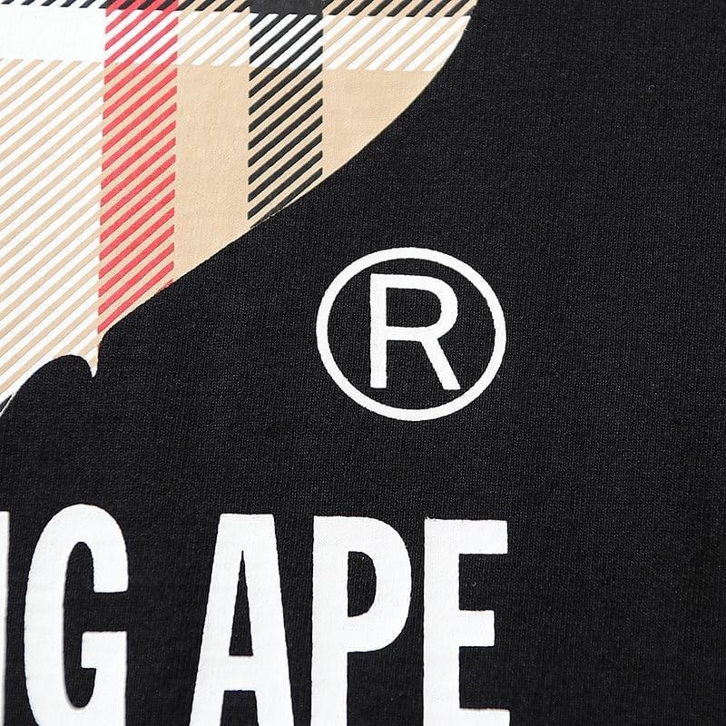 Bathing Ape Check by Bathing Tee Black/Beige | Banlieue91