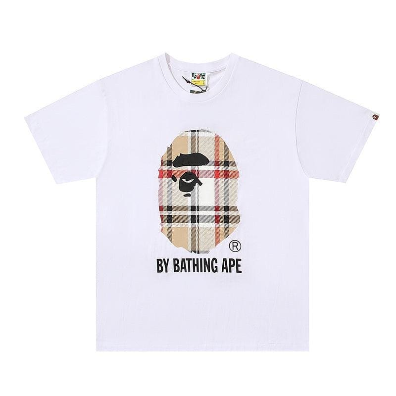 Bathing Ape Check by Bathing Tee White/Beige | Banlieue91