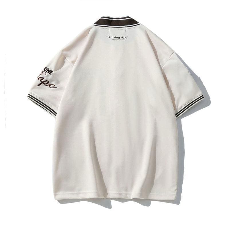 BATHNIG APE Men's BASEBALL JERSEY S/S SHIRT Brown / Ivory / Green | Banlieue91