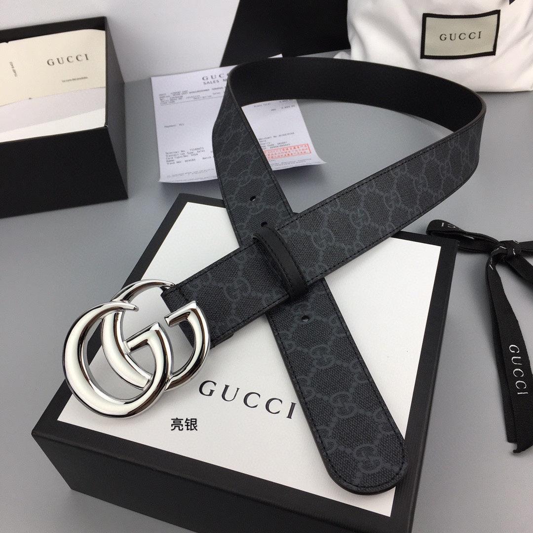 GUCCI Embellished coated-canvas and leather belt 'Black' - Banlieue91