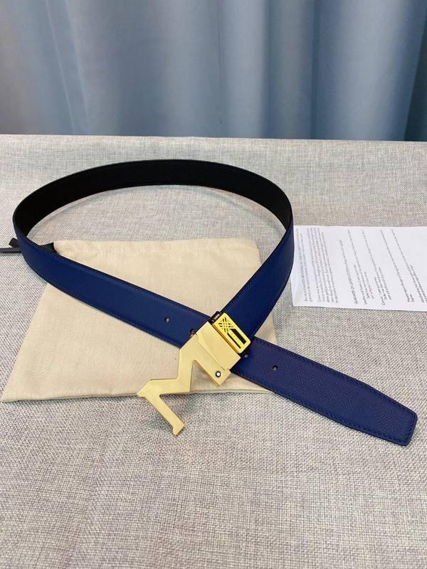 Montblanc M Buckle Reversible Leather Belt 'Black/Blue' - Banlieue91