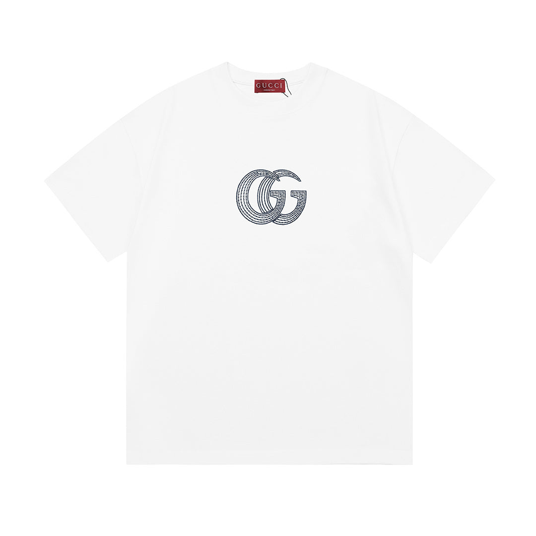 Gucci T-Shirt Without Collar 'White' showcasing the minimalist design and iconic logo on soft cotton fabric.