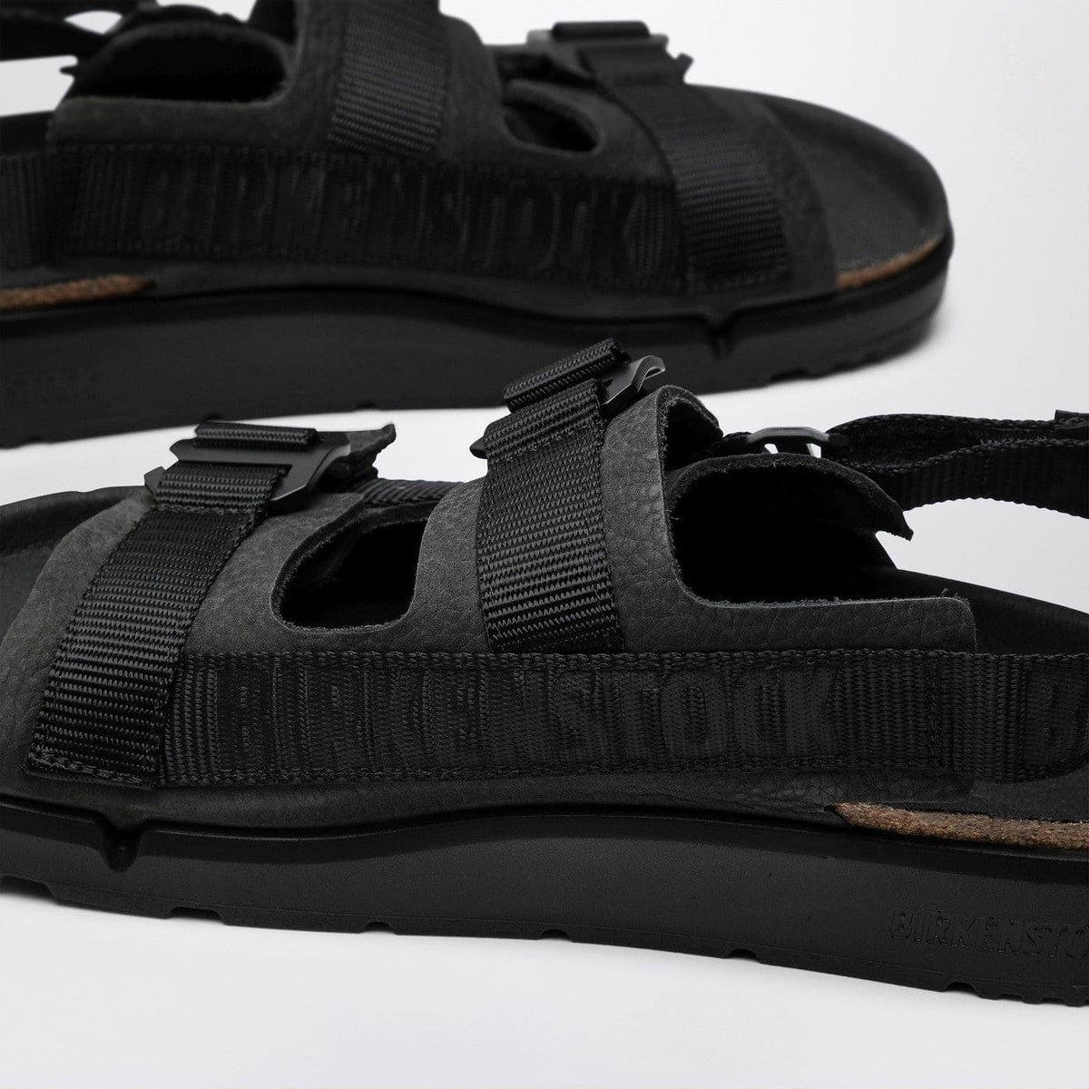 Birkenstock Black Shinjuku Sandal In Natural Leather And Tissue | Banlieue91