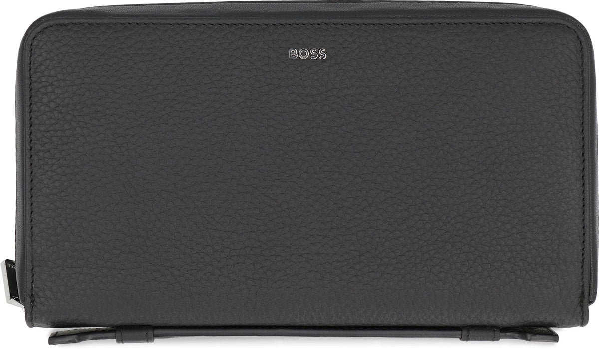 BOSS Grainy Leather Zip-Around Wallet - 23 cm x 13 cm x 4 cm | Banlieue91