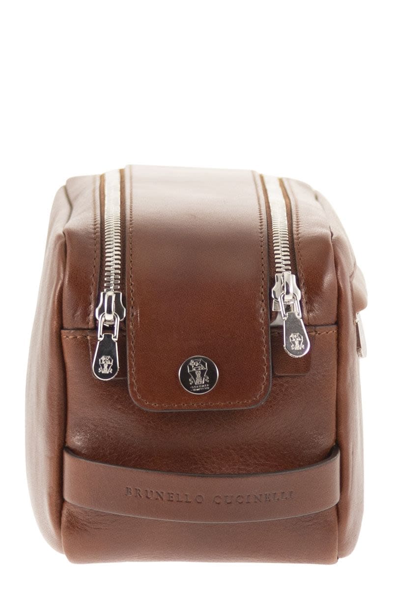 BRUNELLO CUCINELLI Mini Cowhide Beauty Case with Double Zip Closure (W 24 x H 13 x D 12 cm) | Banlieue91