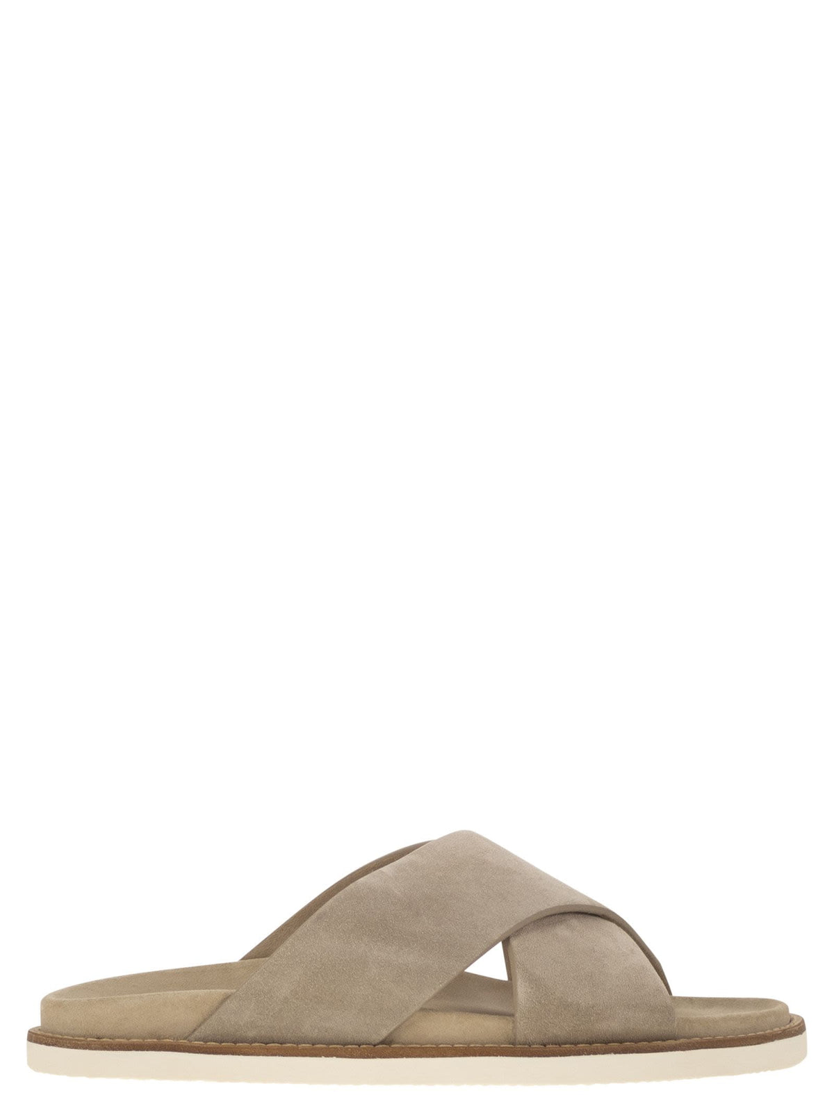 Brunello Cucinelli Washed Suede Slides | Banlieue91
