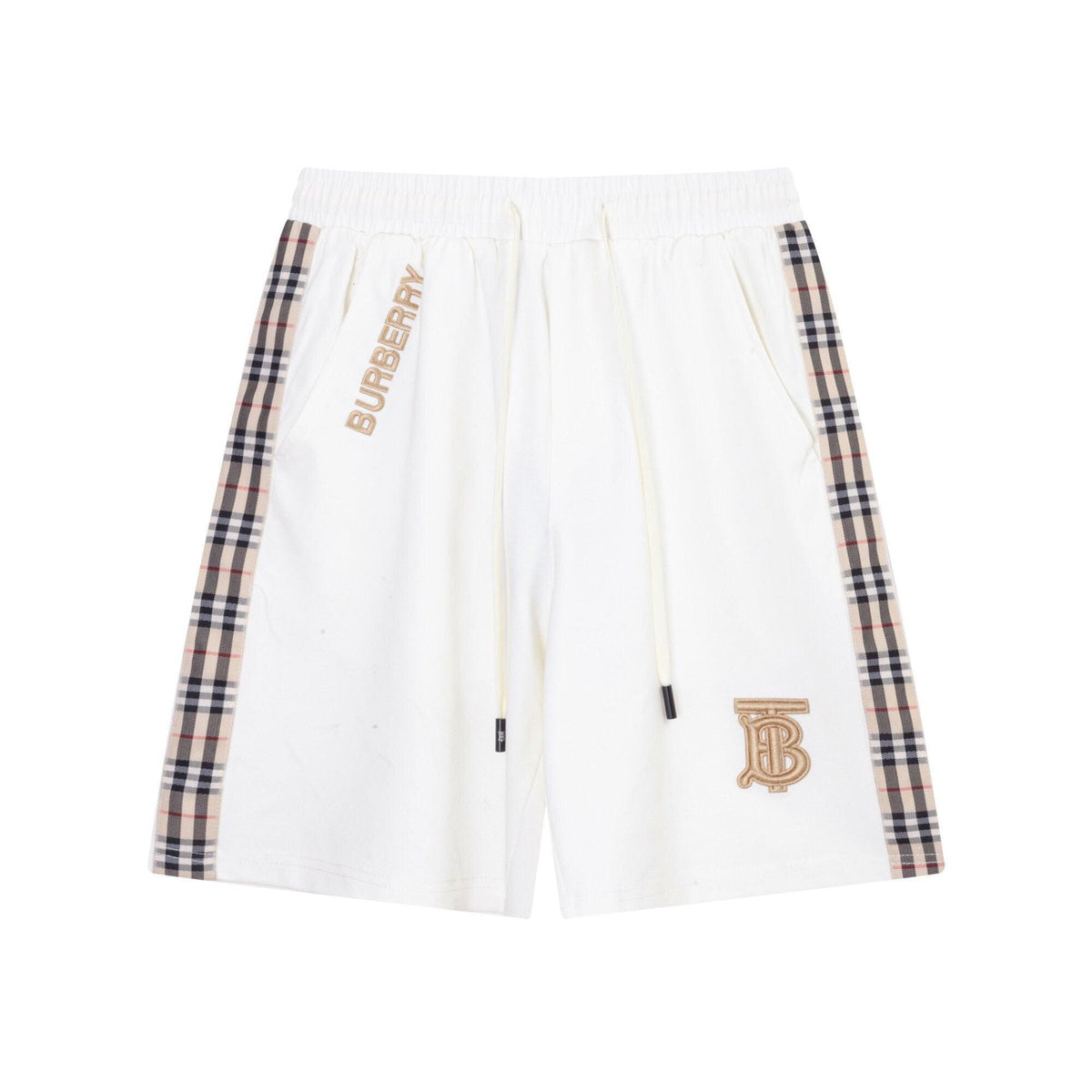Burberry Men's Striped Cotton Knit Basketball Shorts 'White/Beige' | Banlieue91