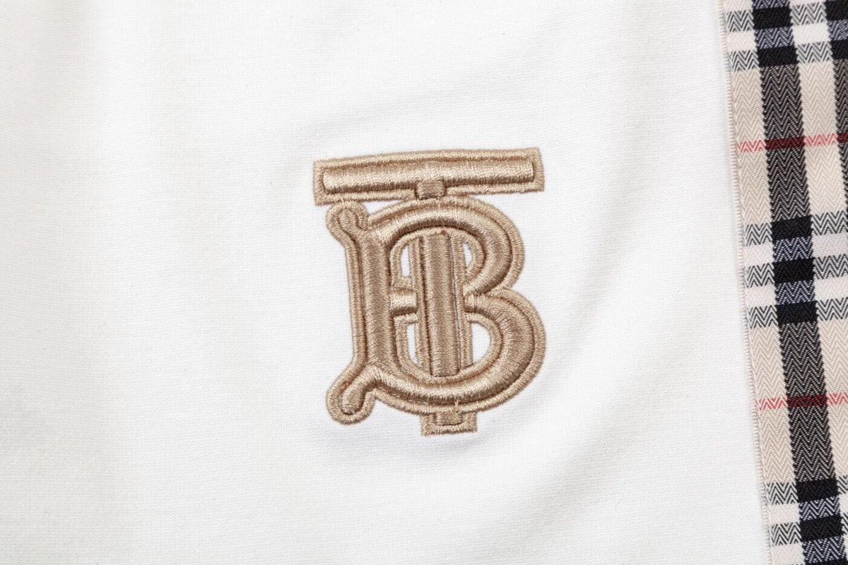 Burberry Men's Striped Cotton Knit Basketball Shorts 'White/Beige' | Banlieue91