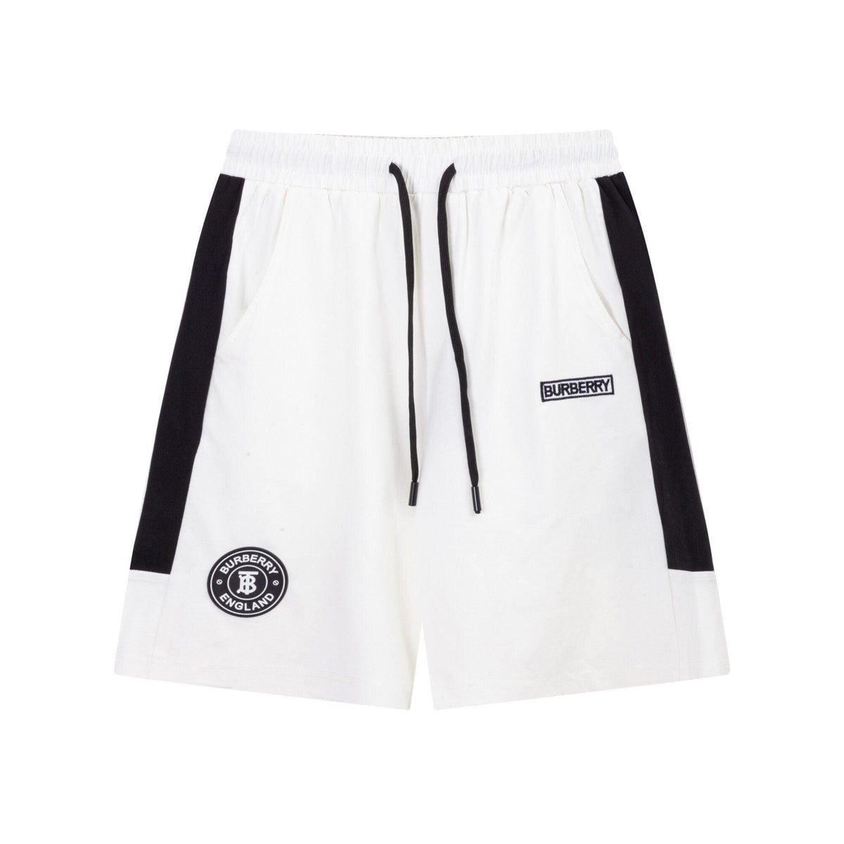 Burberry Men's Striped Cotton Knit Basketball Shorts 'White/Black' | Banlieue91