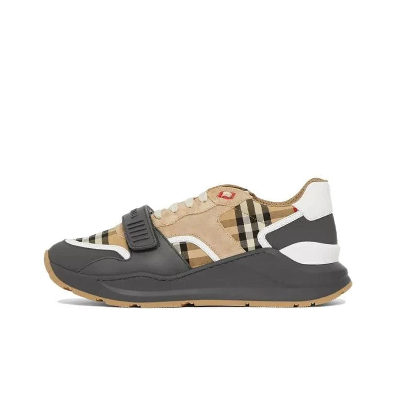 Burberry Ramsey Vintage Check Suede Leather Sneakers Grey Archive Beige | Banlieue91