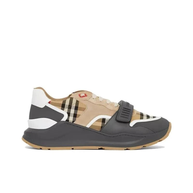 Burberry Ramsey Vintage Check Suede Leather Sneakers Grey Archive Beige | Banlieue91